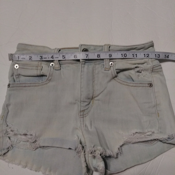 American Eagle High Rise Shortie Summer Casual Distressed Bohemian Shorts - Picture 11 of 12